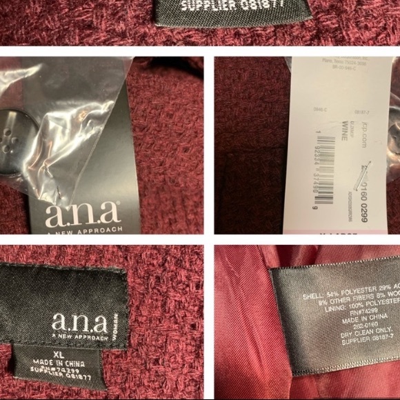 A.N.A heavyweight peacoat wine colored JCPenny new - Picture 7 of 7